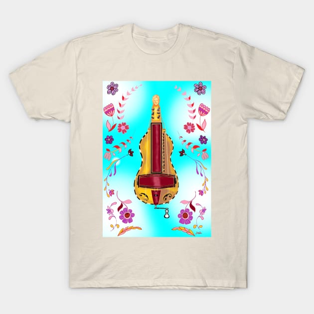 Floral Guitar bodied Hurdy-Gurdy T-Shirt by inkle